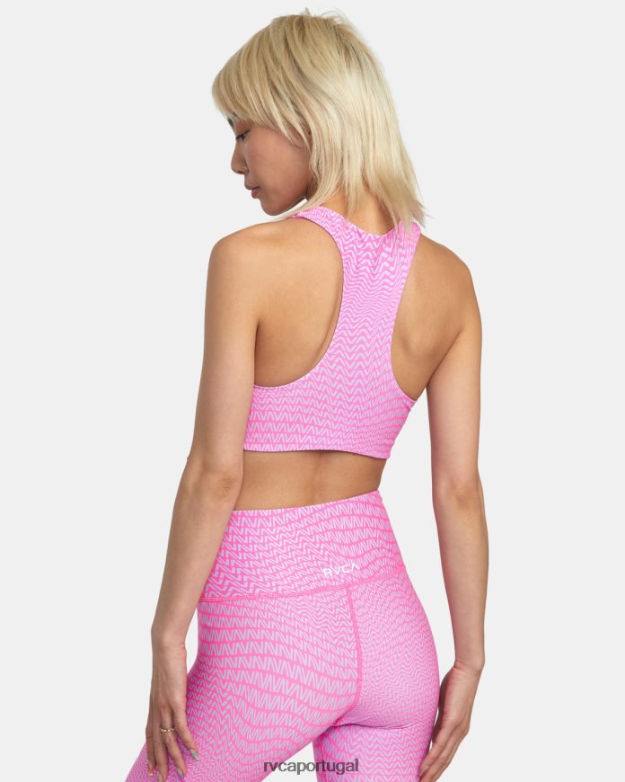 roupas RVCA mulheres sutiã esportivo va essencial de suporte médio motivo fluro N00F2H1379