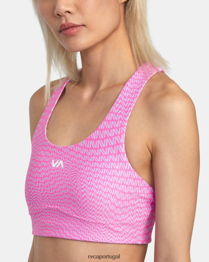 roupas RVCA mulheres sutiã esportivo va essencial de suporte médio motivo fluro N00F2H1379