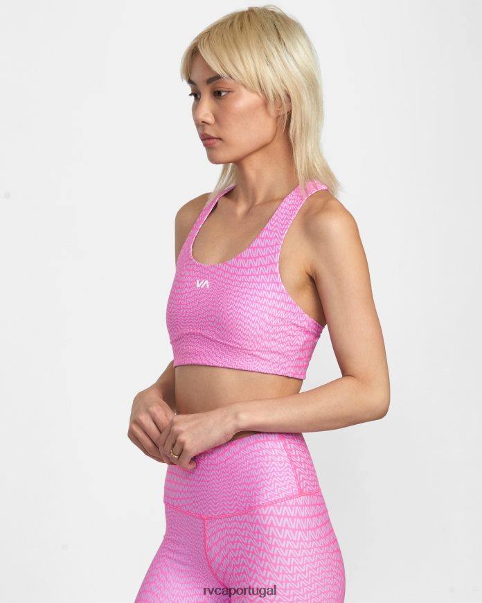 roupas RVCA mulheres sutiã esportivo va essencial de suporte médio motivo fluro N00F2H1379