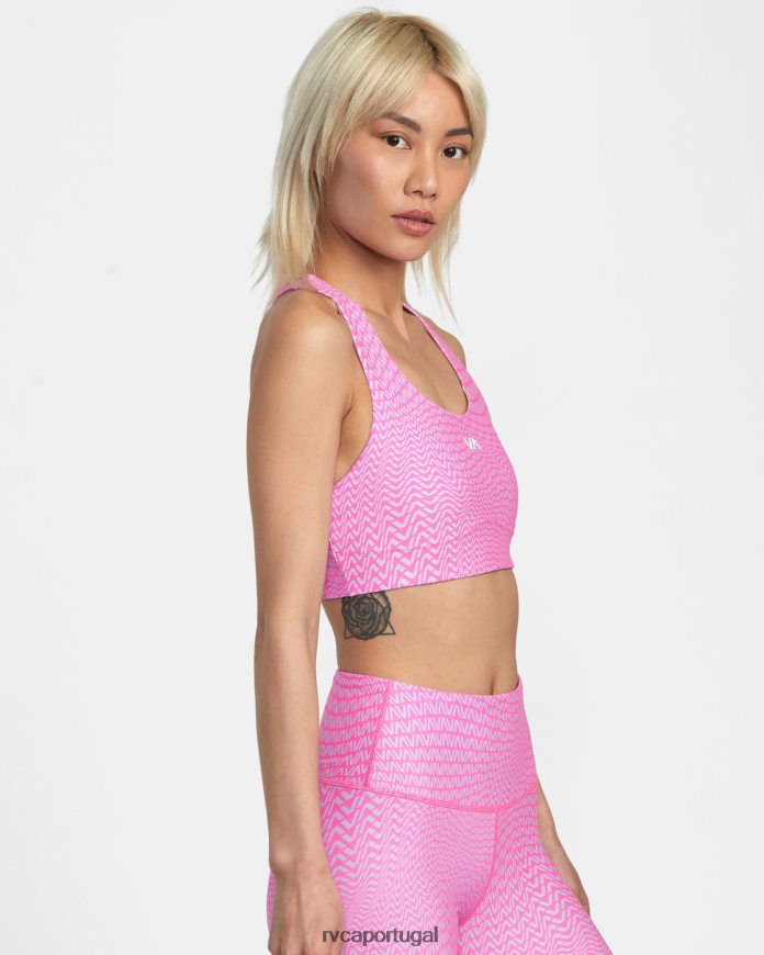 roupas RVCA mulheres sutiã esportivo va essencial de suporte médio motivo fluro N00F2H1379