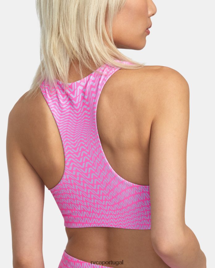 roupas RVCA mulheres sutiã esportivo va essencial de suporte médio motivo fluro N00F2H1379