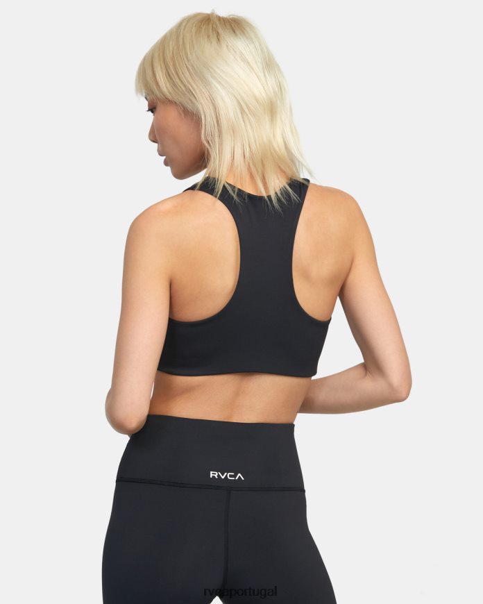 roupas RVCA mulheres sutiã esportivo va essencial de suporte médio preto N00F2H1280