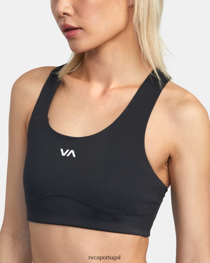 roupas RVCA mulheres sutiã esportivo va essencial de suporte médio preto N00F2H1280