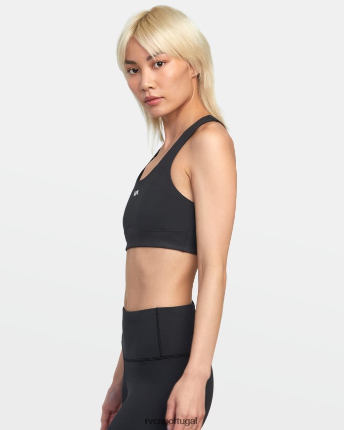 roupas RVCA mulheres sutiã esportivo va essencial de suporte médio preto N00F2H1280