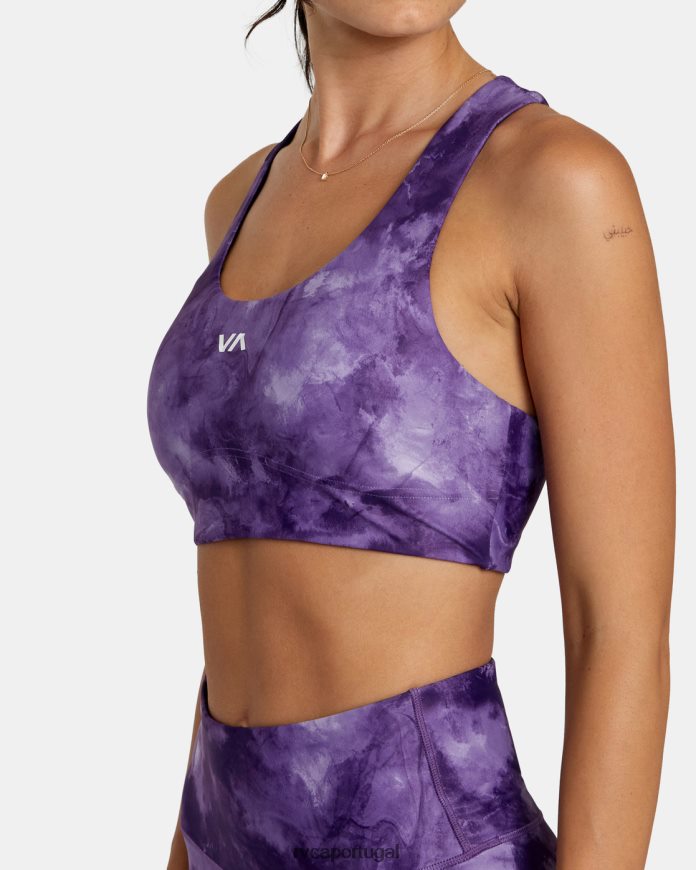 roupas RVCA mulheres sutiã esportivo va essencial de suporte médio tintura de uva N00F2H1106