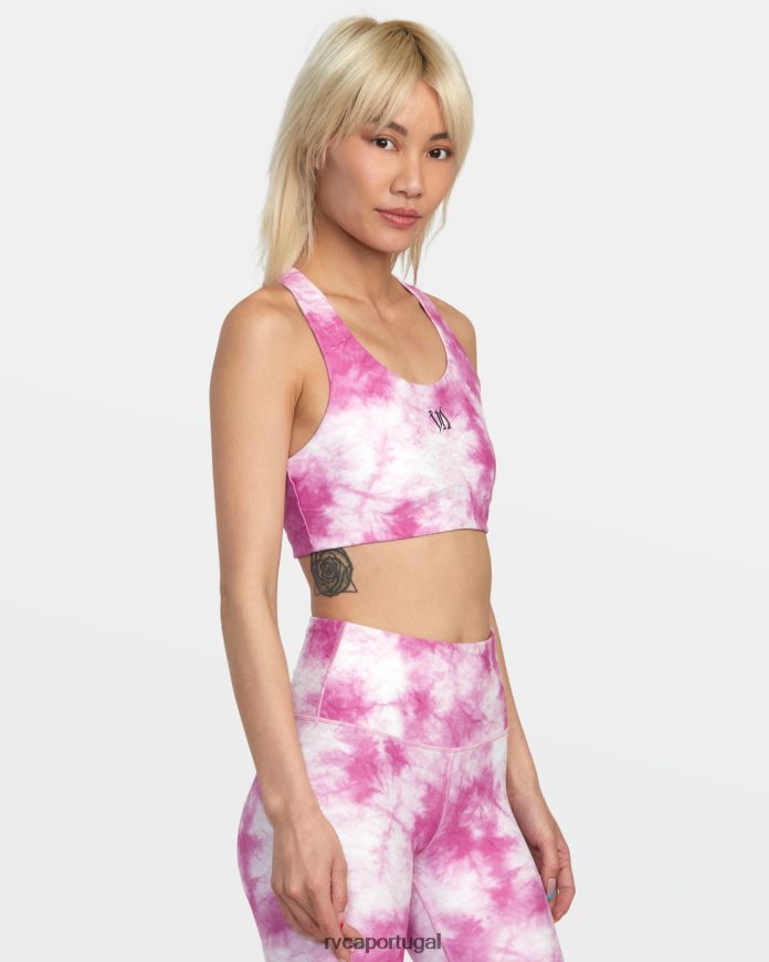 roupas RVCA mulheres thug rose sutiã esportivo essencial rosa rosa N00F2H1391