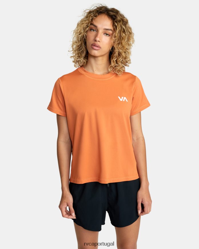 roupas RVCA mulheres camiseta de treino com ventilação esportiva cacau N00F2H1691
