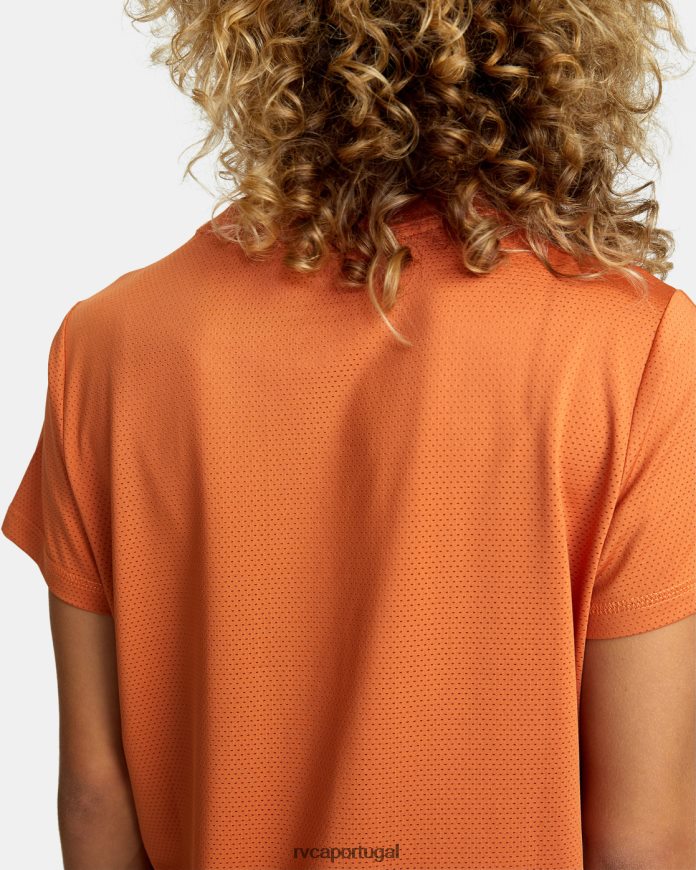 roupas RVCA mulheres camiseta de treino com ventilação esportiva cacau N00F2H1691