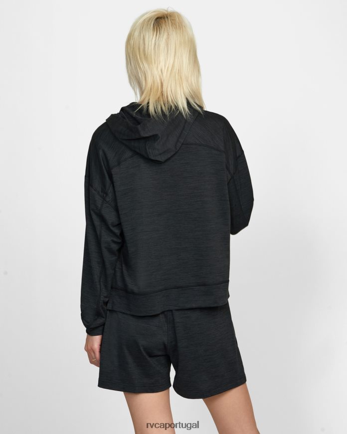 roupas RVCA mulheres moletom com capuz cropped para treino c-able preto N00F2H1264