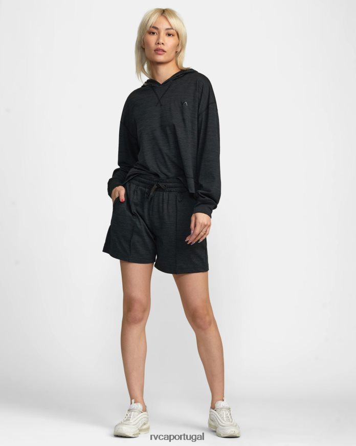 roupas RVCA mulheres moletom com capuz cropped para treino c-able preto N00F2H1264