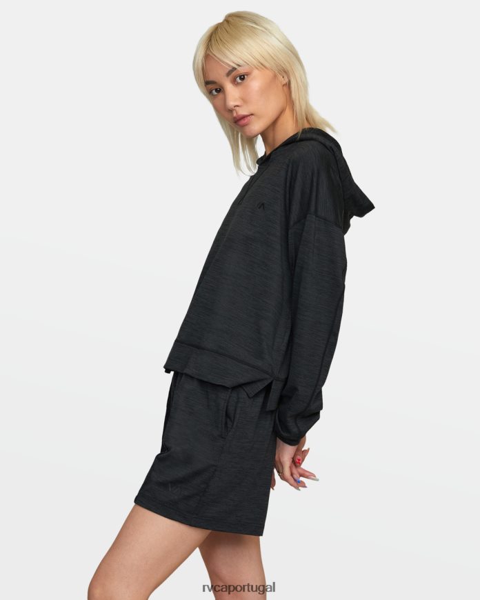 roupas RVCA mulheres moletom com capuz cropped para treino c-able preto N00F2H1264