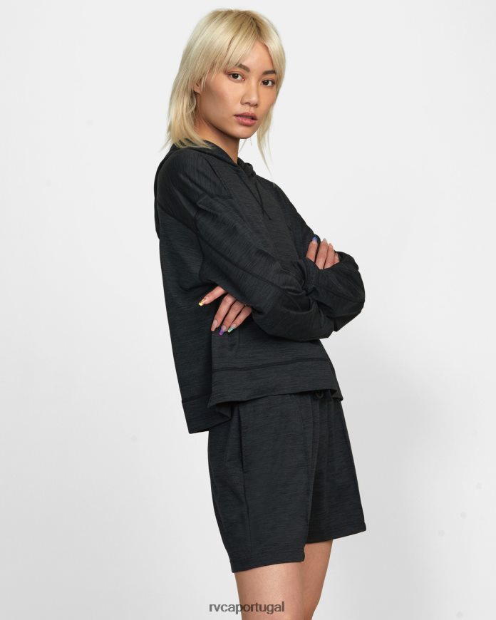 roupas RVCA mulheres moletom com capuz cropped para treino c-able preto N00F2H1264