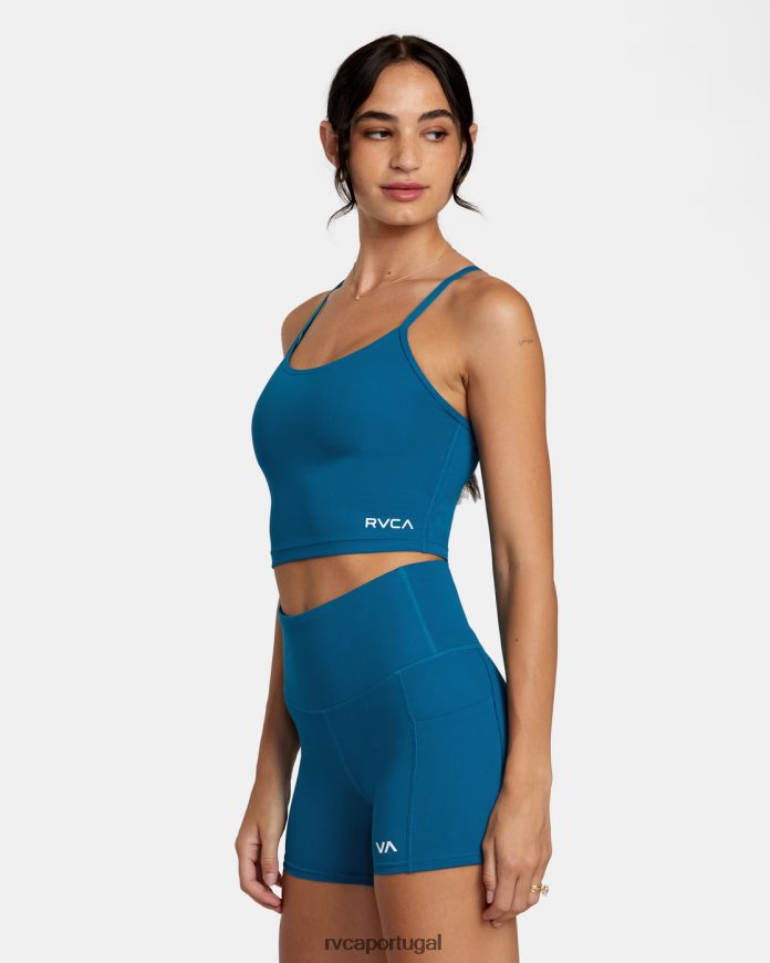 roupas RVCA mulheres sutiã esportivo com tanque baixo cerceta N00F2H1119