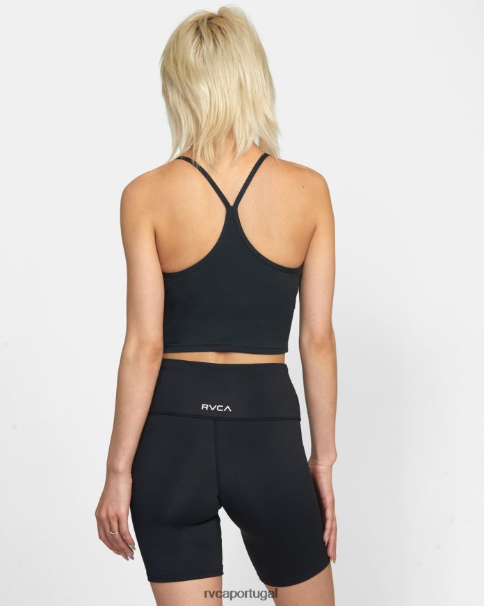 roupas RVCA mulheres sutiã esportivo com tanque baixo preto N00F2H1272