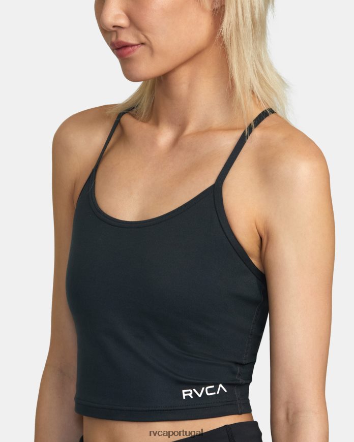 roupas RVCA mulheres sutiã esportivo com tanque baixo preto N00F2H1272