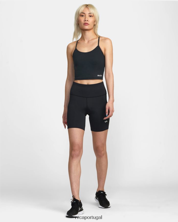 roupas RVCA mulheres sutiã esportivo com tanque baixo preto N00F2H1272