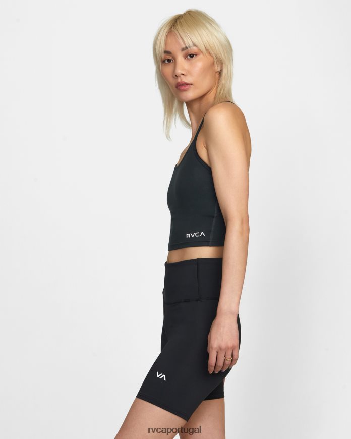 roupas RVCA mulheres sutiã esportivo com tanque baixo preto N00F2H1272