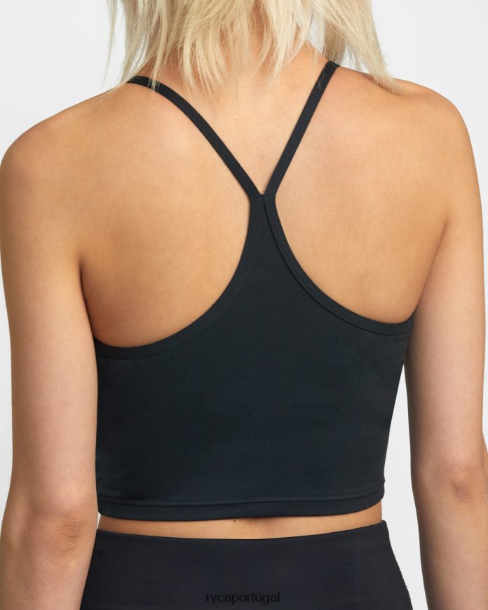 roupas RVCA mulheres sutiã esportivo com tanque baixo preto N00F2H1272