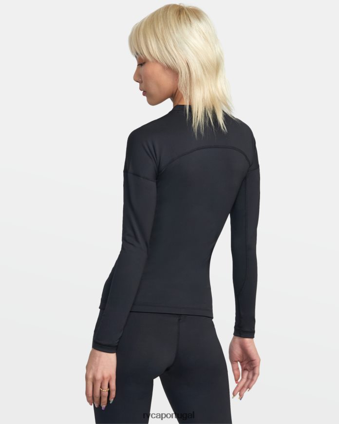 roupas RVCA mulheres top de compressão de manga comprida va sport preto N00F2H1285
