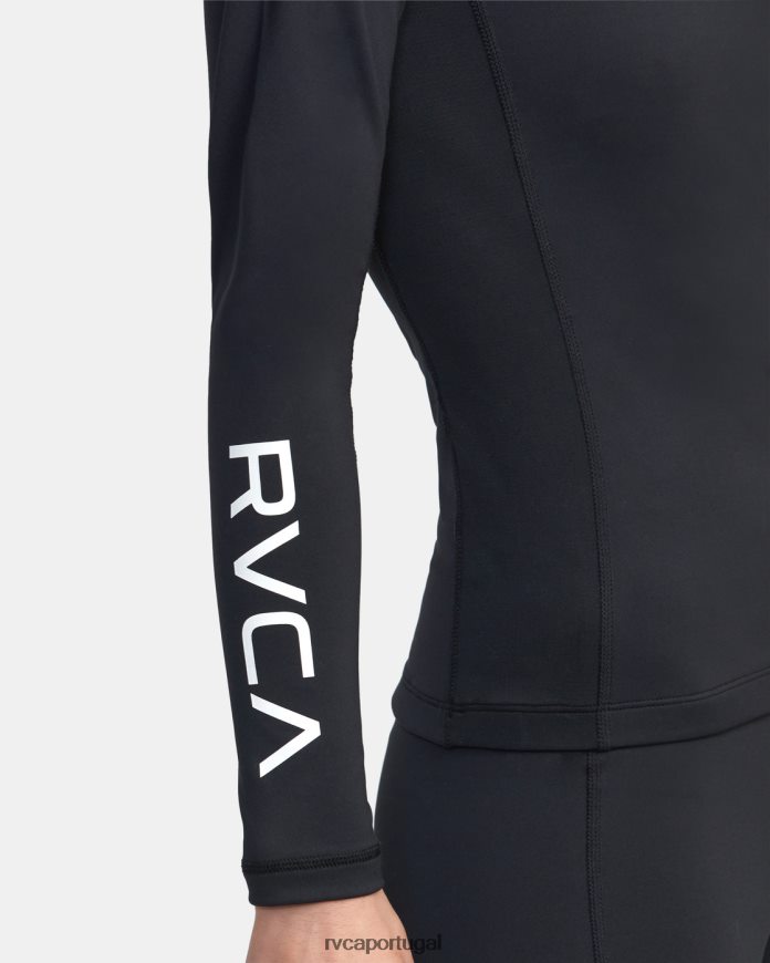 roupas RVCA mulheres top de compressão de manga comprida va sport preto N00F2H1285