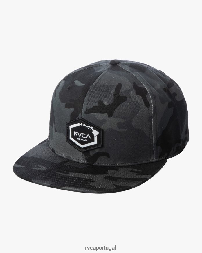 acessórios RVCA homens chapéu snapback hexagonal da ilha camuflagem preta N00F2H866