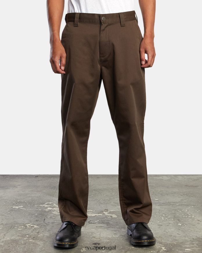 roupas RVCA homens calça chino americana chocolate N00F2H1063