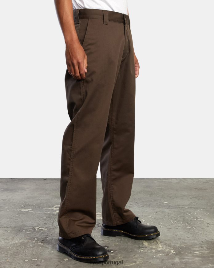 roupas RVCA homens calça chino americana chocolate N00F2H1063