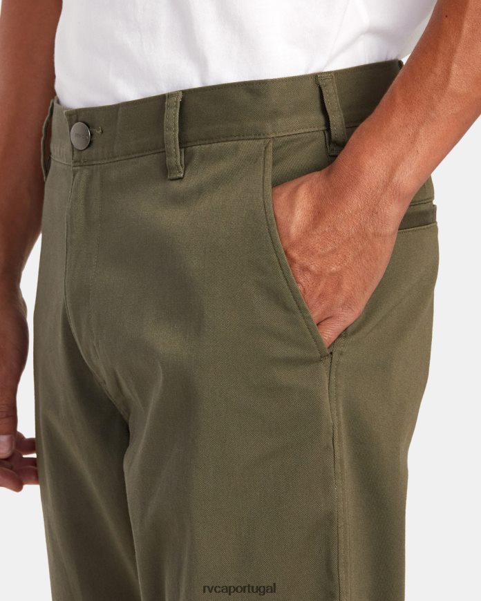 roupas RVCA homens calça chino stretch para fim de semana Oliva N00F2H707