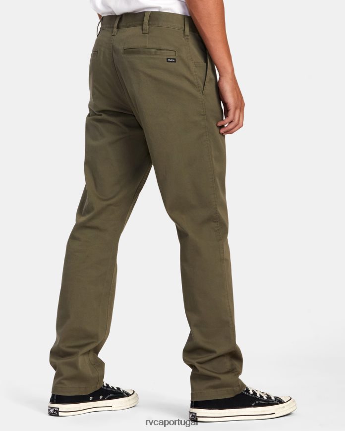 roupas RVCA homens calça chino stretch para fim de semana Oliva N00F2H707