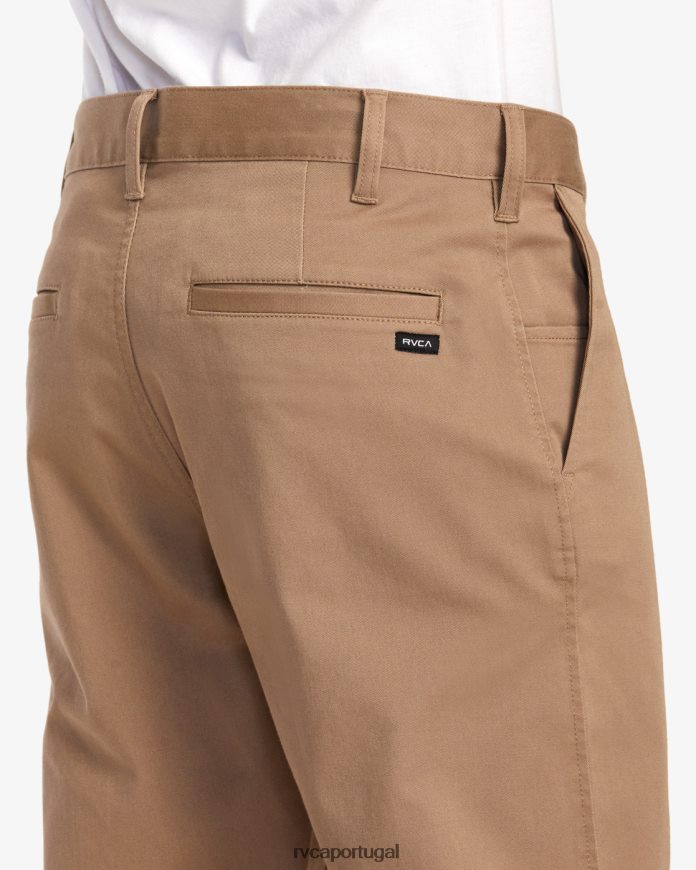 roupas RVCA homens calça chino stretch para fim de semana cáqui escuro N00F2H662