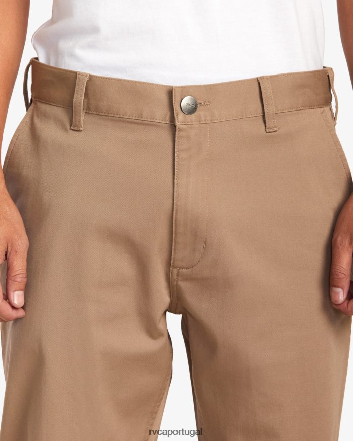 roupas RVCA homens calça chino stretch para fim de semana cáqui escuro N00F2H662