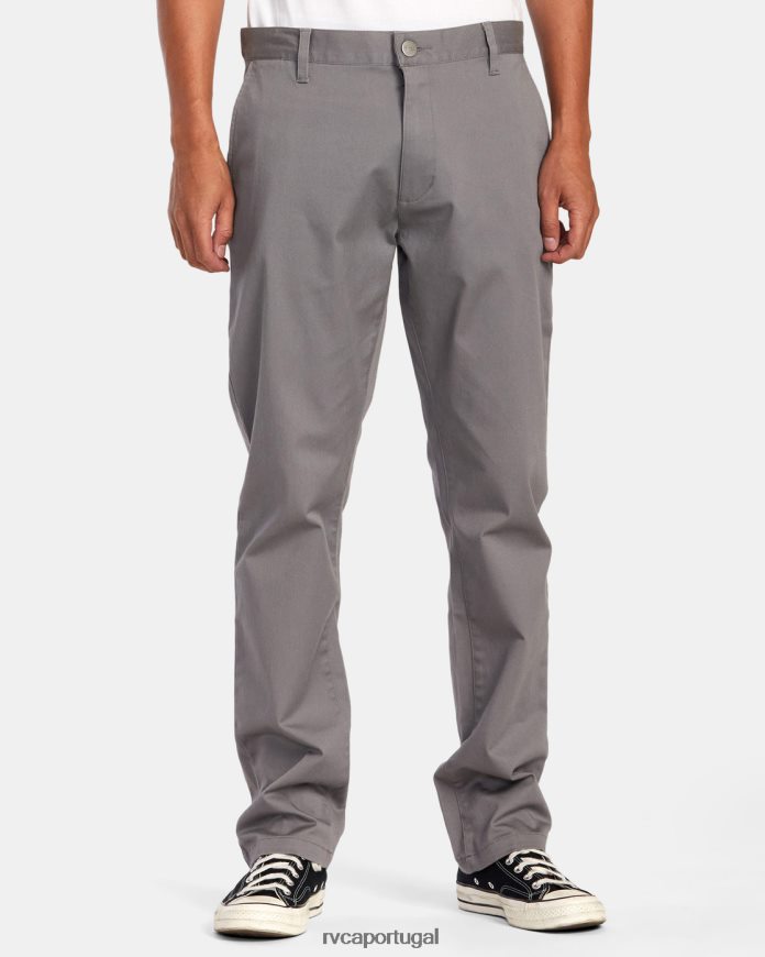 roupas RVCA homens calça chino stretch para fim de semana fumaça N00F2H695