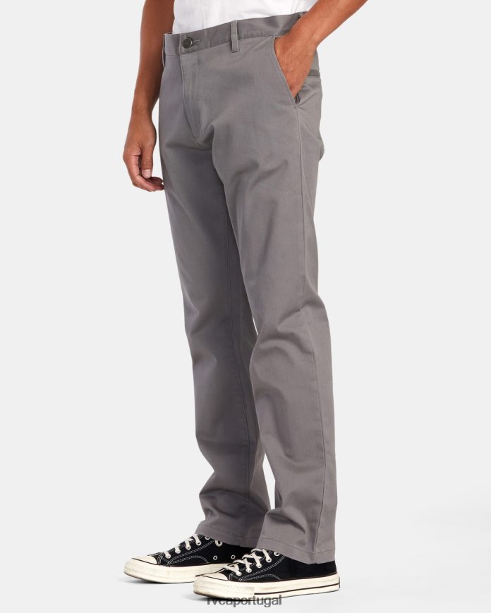 roupas RVCA homens calça chino stretch para fim de semana fumaça N00F2H695