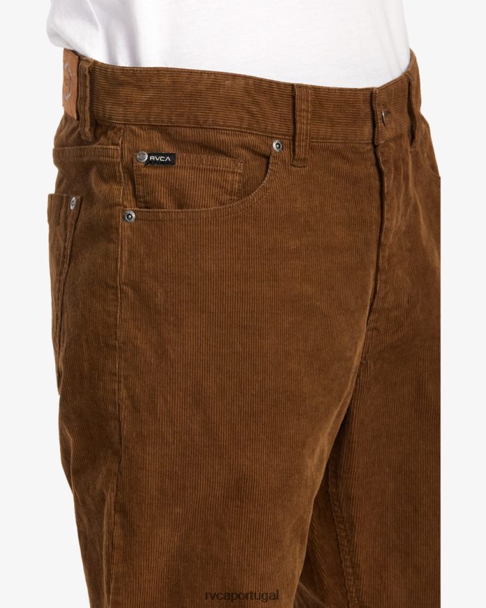 roupas RVCA homens calça de veludo cotelê pigmentado punhais bombaim marrom N00F2H1057