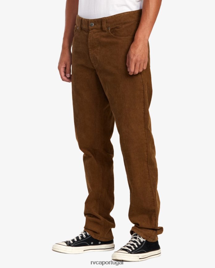 roupas RVCA homens calça de veludo cotelê pigmentado punhais bombaim marrom N00F2H1057