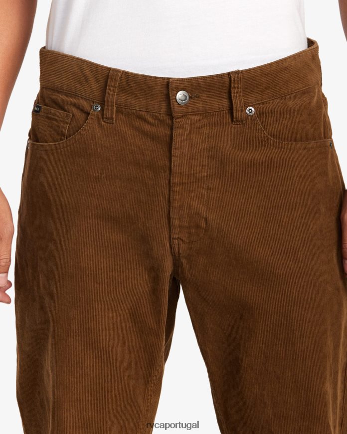roupas RVCA homens calça de veludo cotelê pigmentado punhais bombaim marrom N00F2H1057