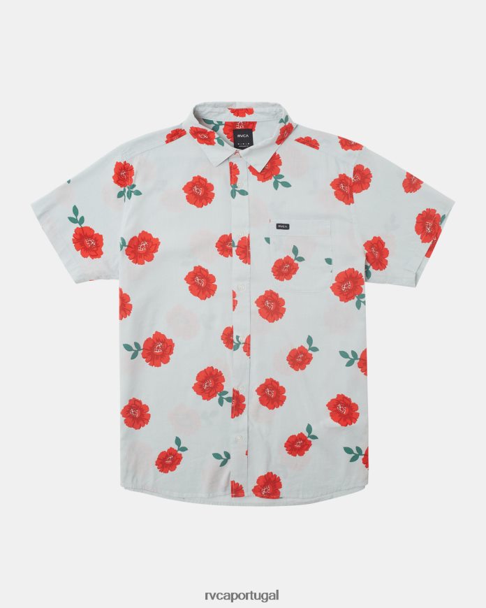 roupas RVCA homens camisa botânica manga curta Chá verde N00F2H288