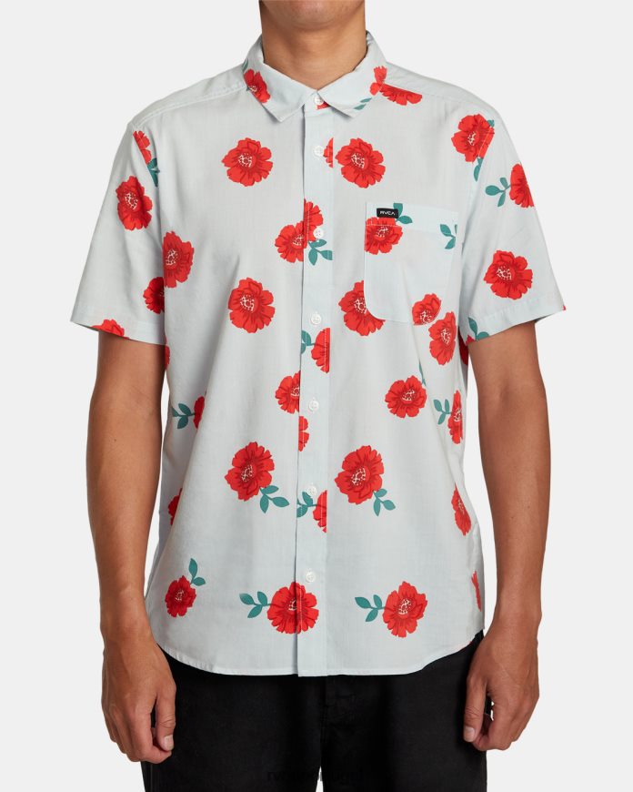 roupas RVCA homens camisa botânica manga curta Chá verde N00F2H288