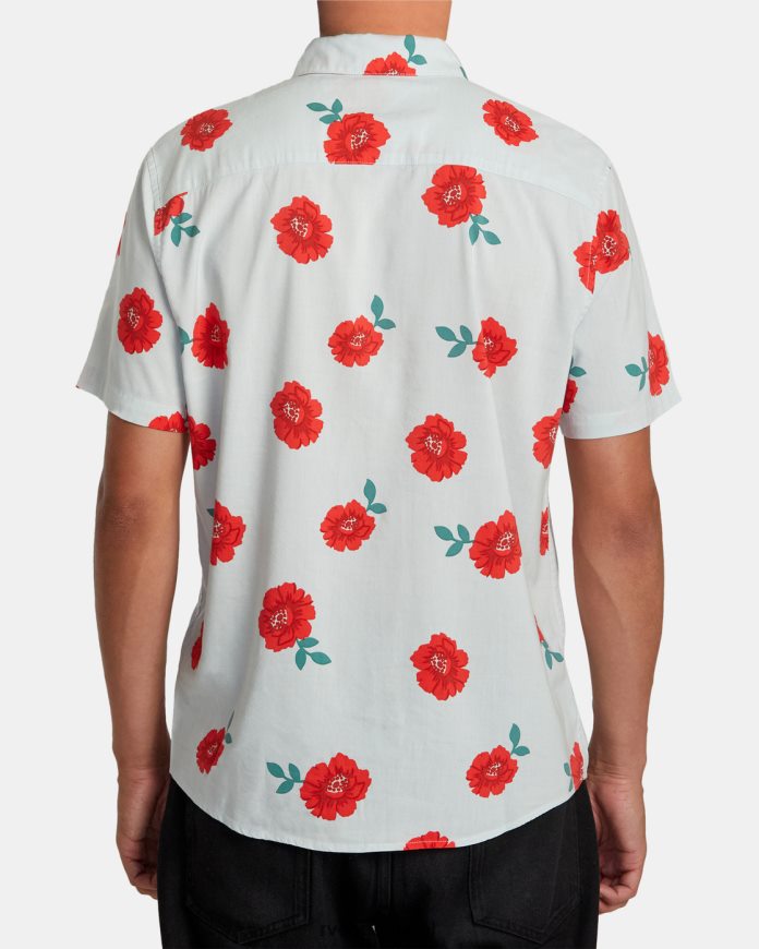 roupas RVCA homens camisa botânica manga curta Chá verde N00F2H288
