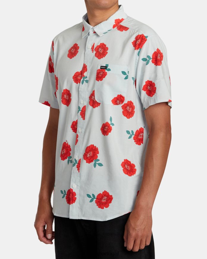 roupas RVCA homens camisa botânica manga curta Chá verde N00F2H288