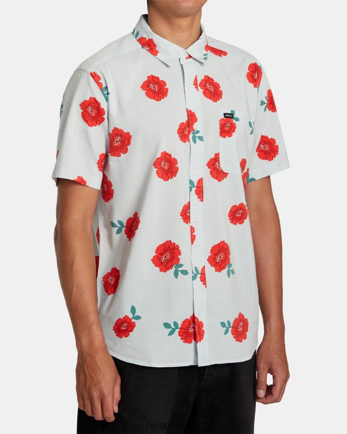 roupas RVCA homens camisa botânica manga curta Chá verde N00F2H288