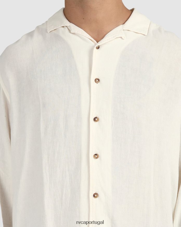 roupas RVCA homens camisa de botão manga longa beat natural N00F2H1061