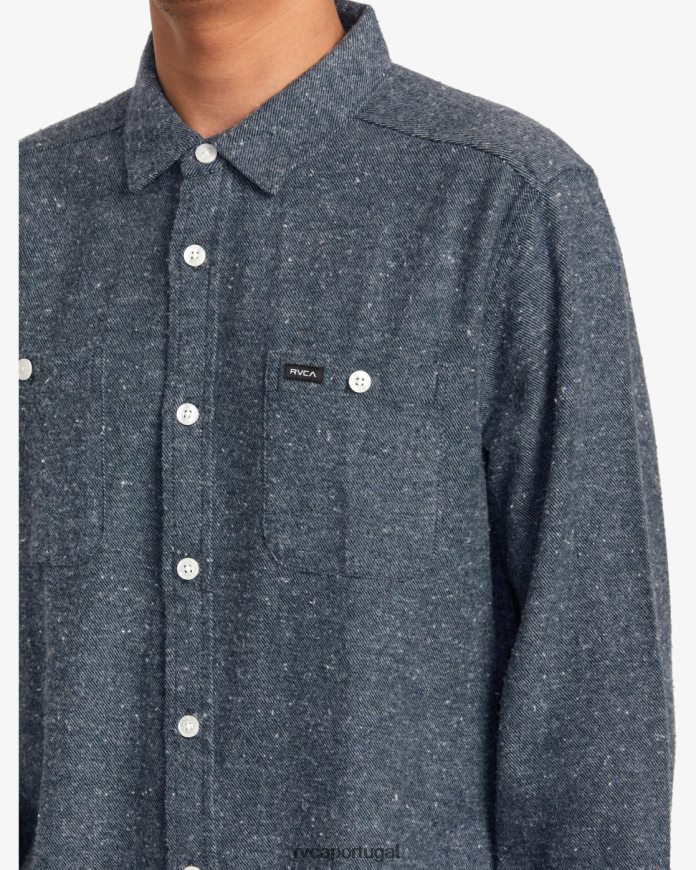 roupas RVCA homens camisa de flanela colheita neps azul temperamental N00F2H1048