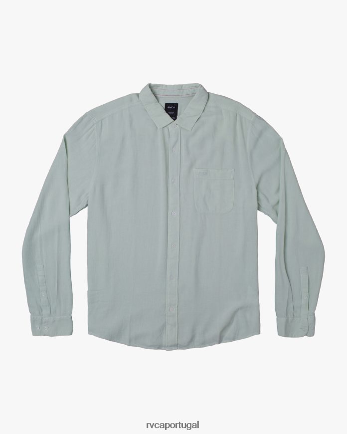 roupas RVCA homens camisa de manga comprida tecida ptc Chá verde N00F2H1059