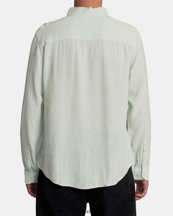 roupas RVCA homens camisa de manga comprida tecida ptc Chá verde N00F2H1059
