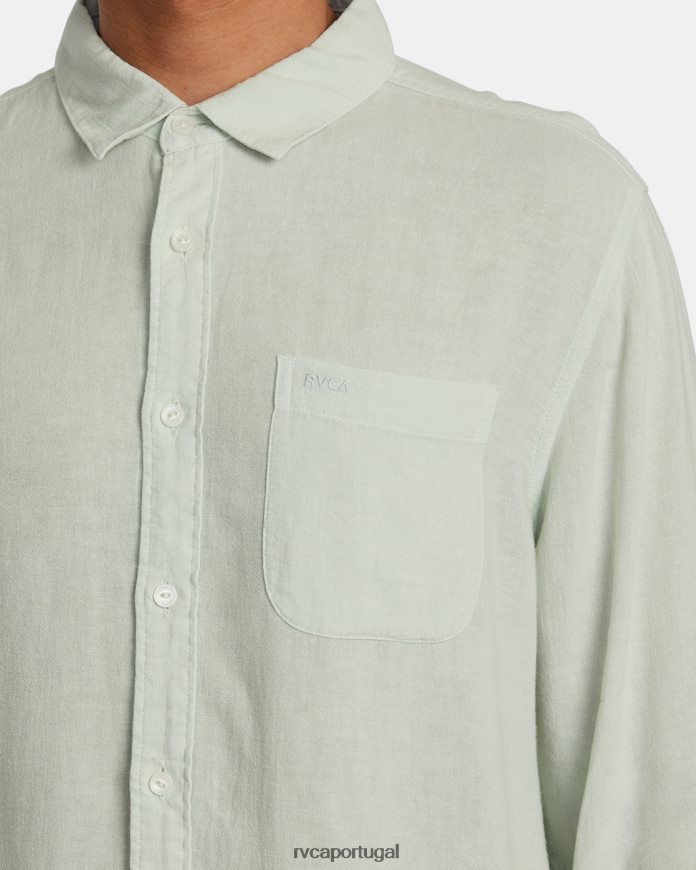 roupas RVCA homens camisa de manga comprida tecida ptc Chá verde N00F2H1059