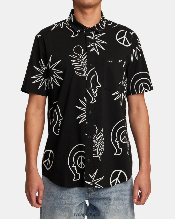 roupas RVCA homens camisa de manga curta a qualquer hora preto N00F2H991