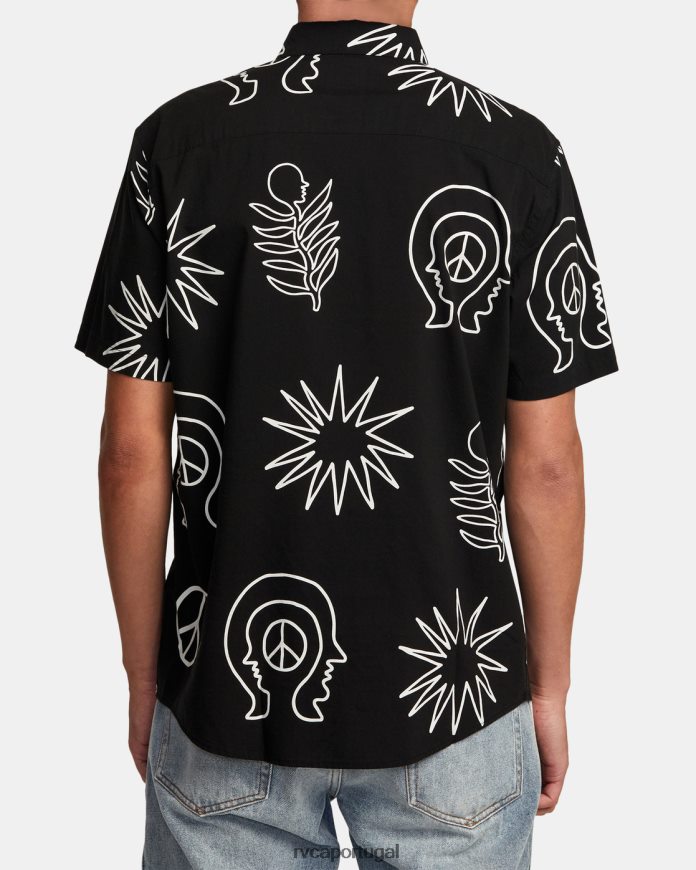 roupas RVCA homens camisa de manga curta a qualquer hora preto N00F2H991
