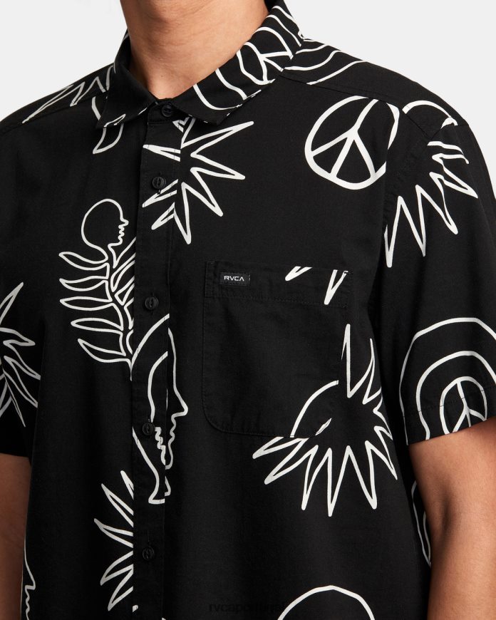 roupas RVCA homens camisa de manga curta a qualquer hora preto N00F2H991