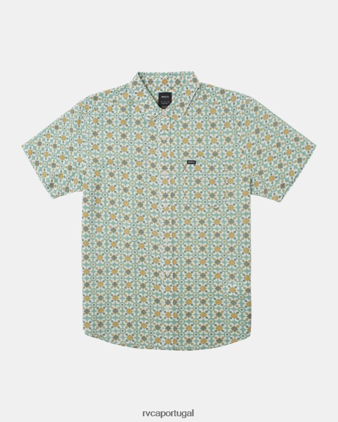 roupas RVCA homens camisa de manga curta de férias névoa verde N00F2H8